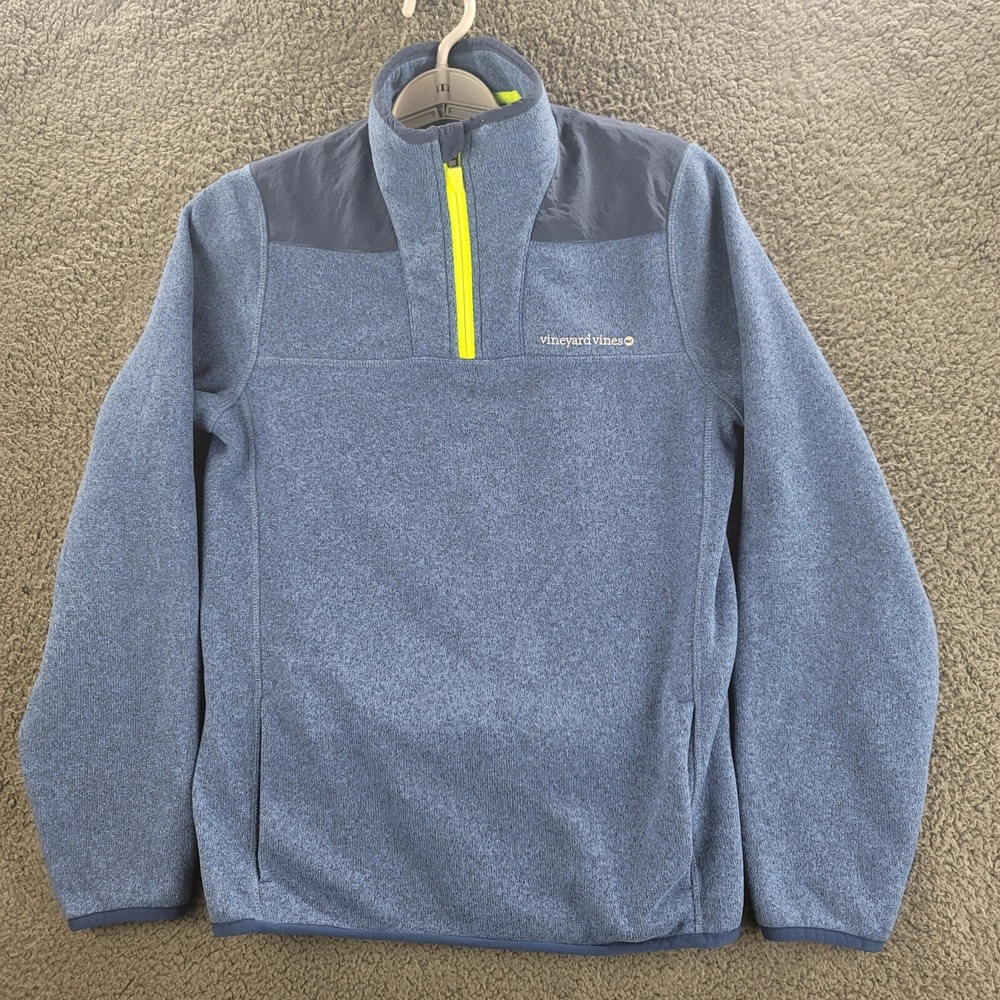 Vineyard Vines Pullover Sweater Blue Womens XS 1/4 Zip Fleece Coat Pockets